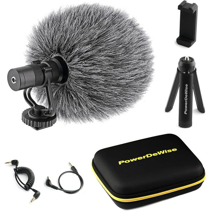PowerDeWise Mikrofon Video Mikrofon Unidirectional On-Kamera Mikrofon für DSLR Kameras und Smartphons - Directional Cardioid iPhone Video Mikrofon (1-tlg)