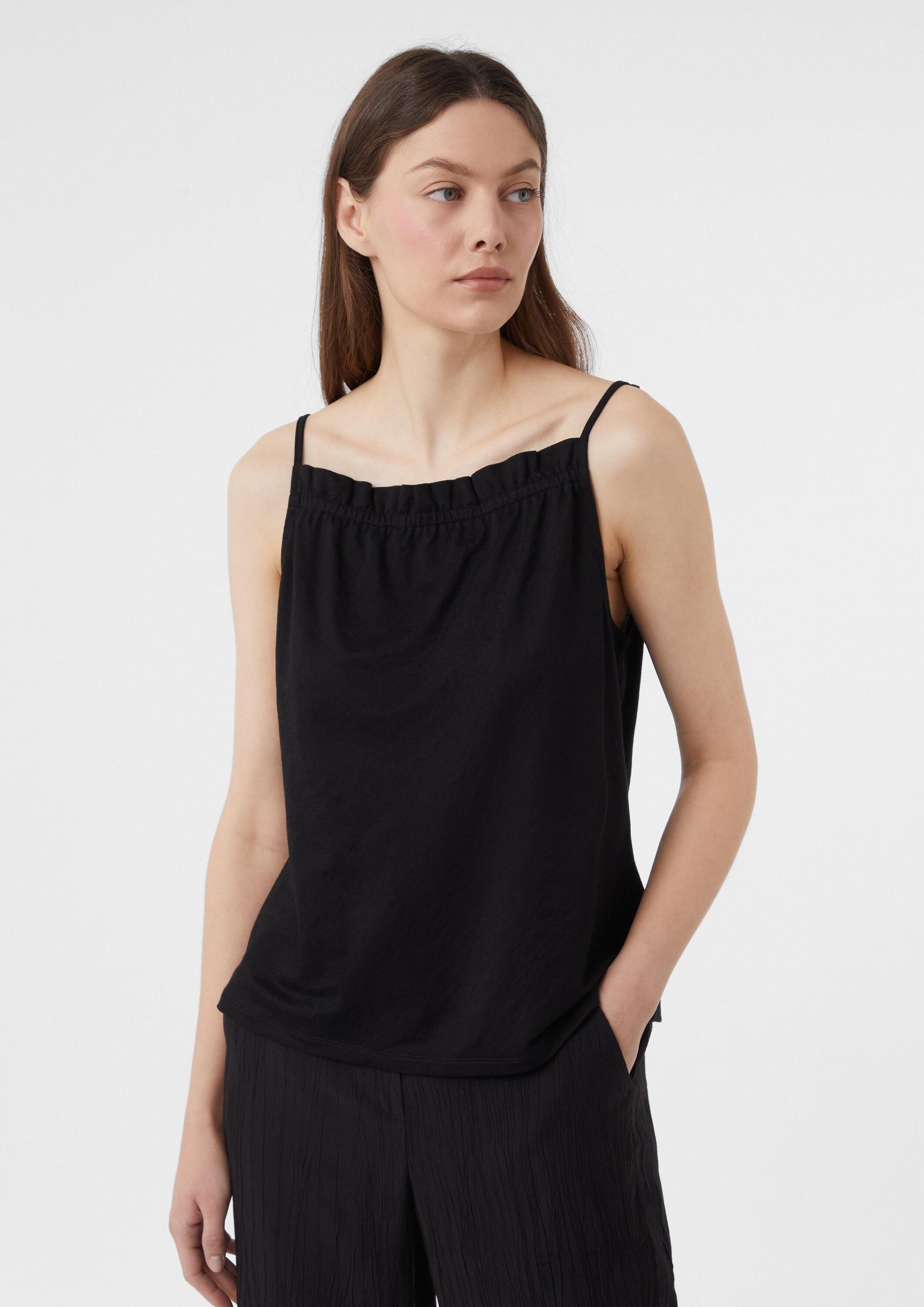 comma Muskelshirt T-Shirt Ausgestelltes Tanktop aus Viskosemix