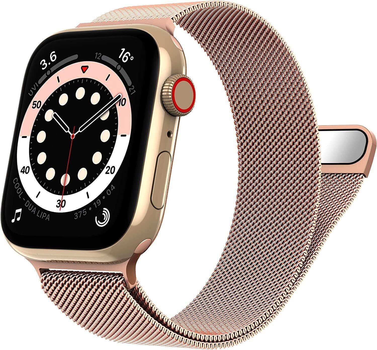 Widmann-Shop Smartwatch-Armband Apple Watch Armband Band Series Ultra 9 8 SE 7 6 5 4 3 2 38 - 49 mm, Schmutzabweisend, Atmungsaktiv Roségold