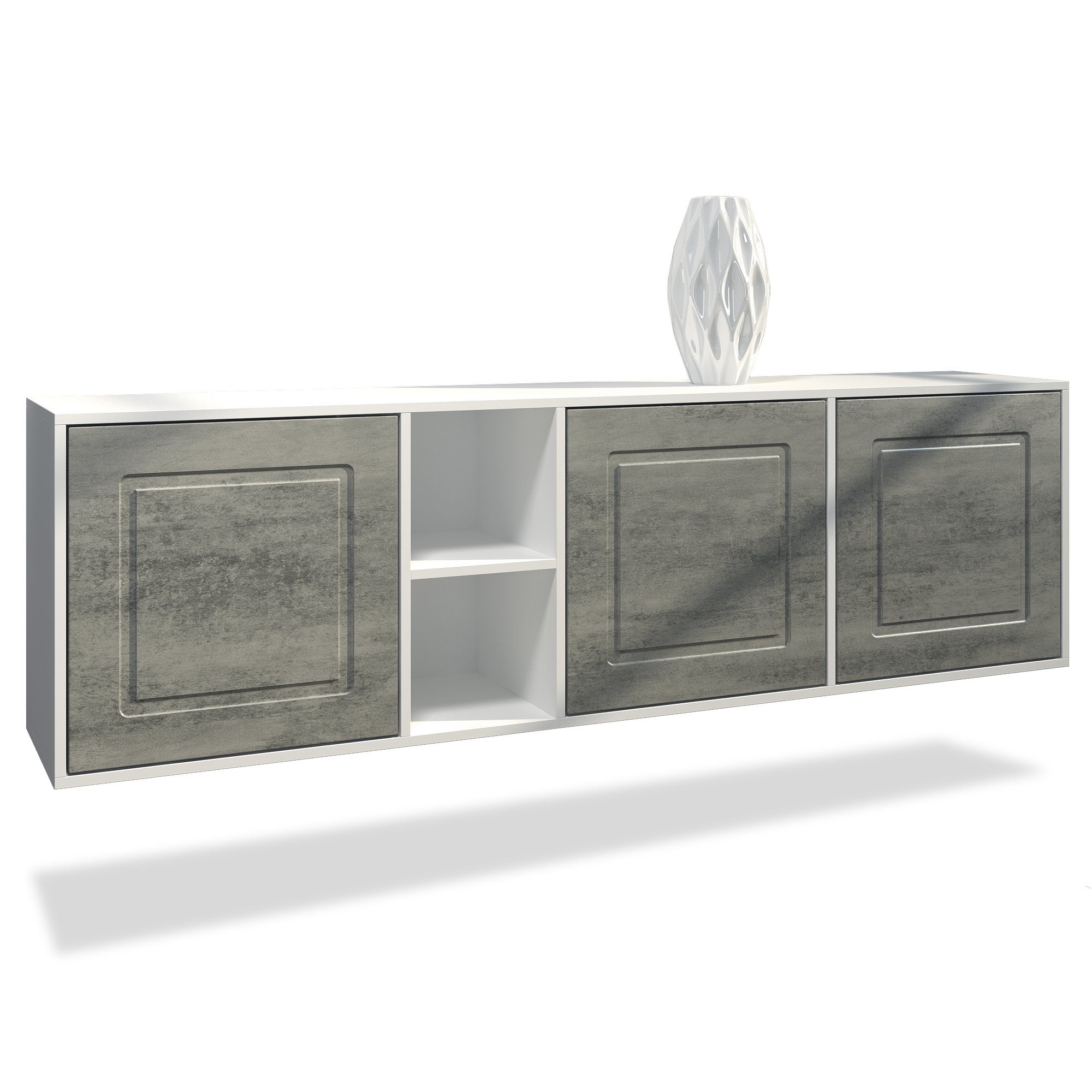 Möbelhandel Klipenstein Sideboard NOAH, TV Board hängend 182 cm, Landhaus, Korpus Weiß matt
