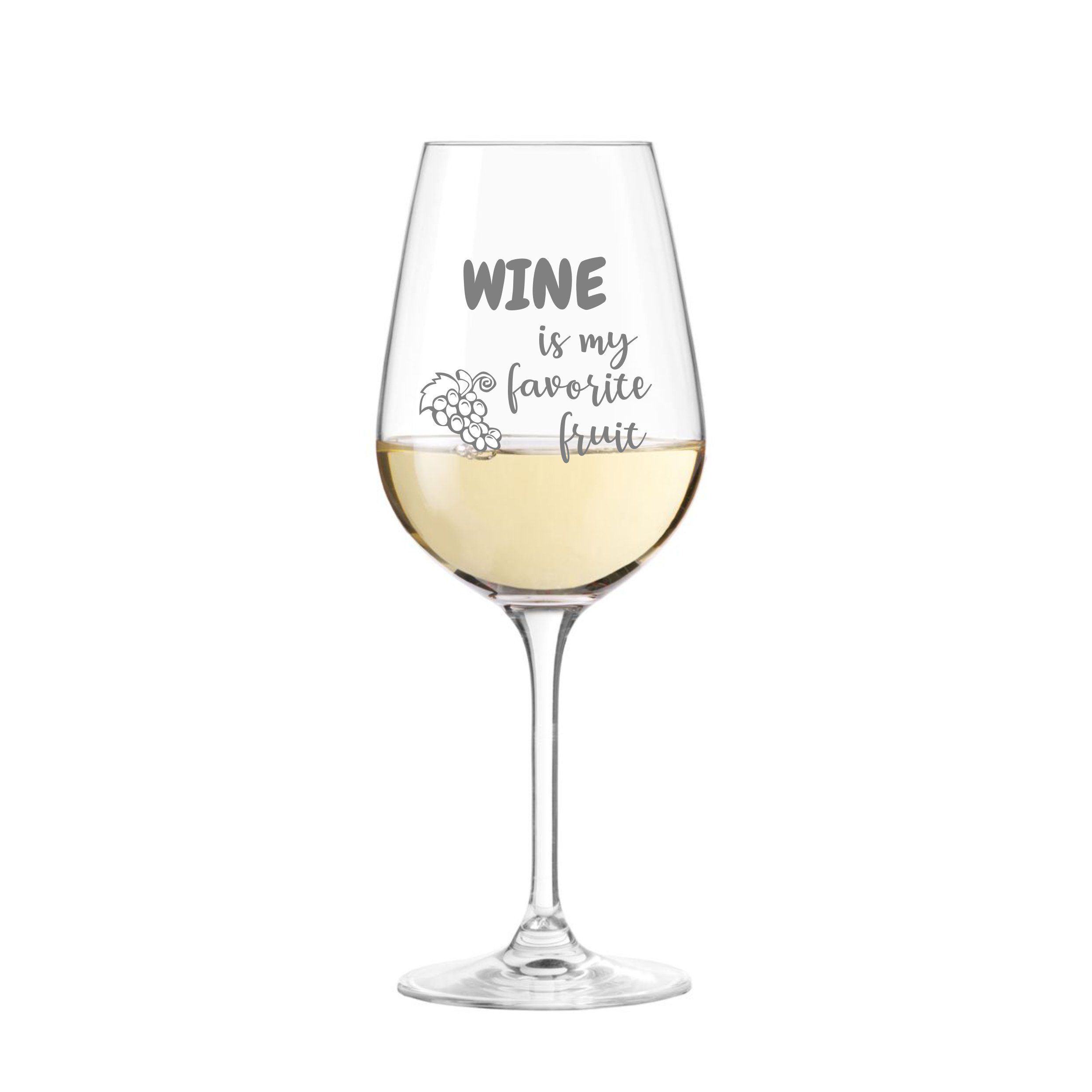 KS Laserdesign Weinglas Leonardo Weinglas mit Gravur "Wine is my favorite fruit" - Geschenke für Frauen & Männer, Weinliebhaber, beste Freunde & Freundin, TEQTON Glas, spülmaschinengeeignet