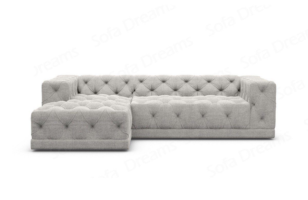 Loungesofa Sofa Dreams Stoffsofa, eisgrau70 Style, L Stoff kurz Ecksofa Form Strukturstoff Polster Chesterfield Sofa Palma