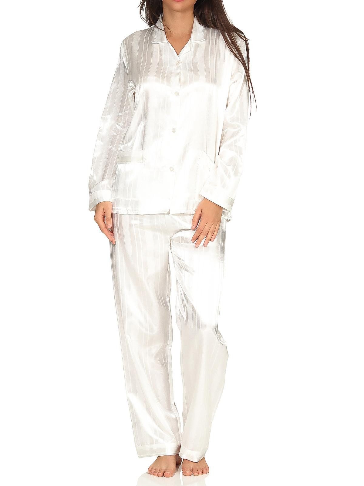 Normann Pyjama Satin Pyjama Streifendessin - innen angeraut 251 94 010