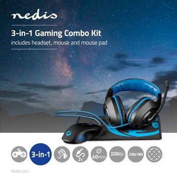 Nedis Gaming-Combo-Kit, 3-in-1, Headset, Maus und Eingabegeräte-Set, (Set, Headset + Maus + Mauspad), Profi-Set für Gamer