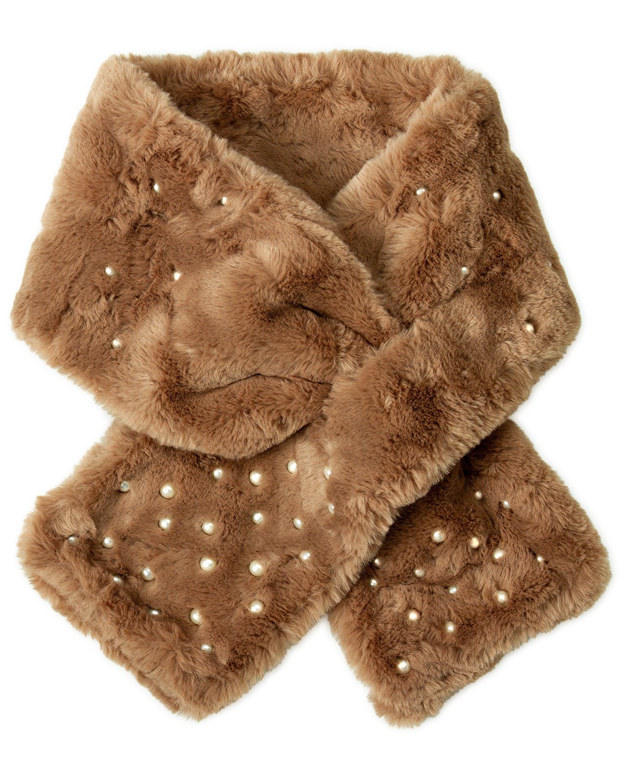 Caspar Modeschal SC482 eleganter Damen Fell Schal mit Perlen günstig online kaufen