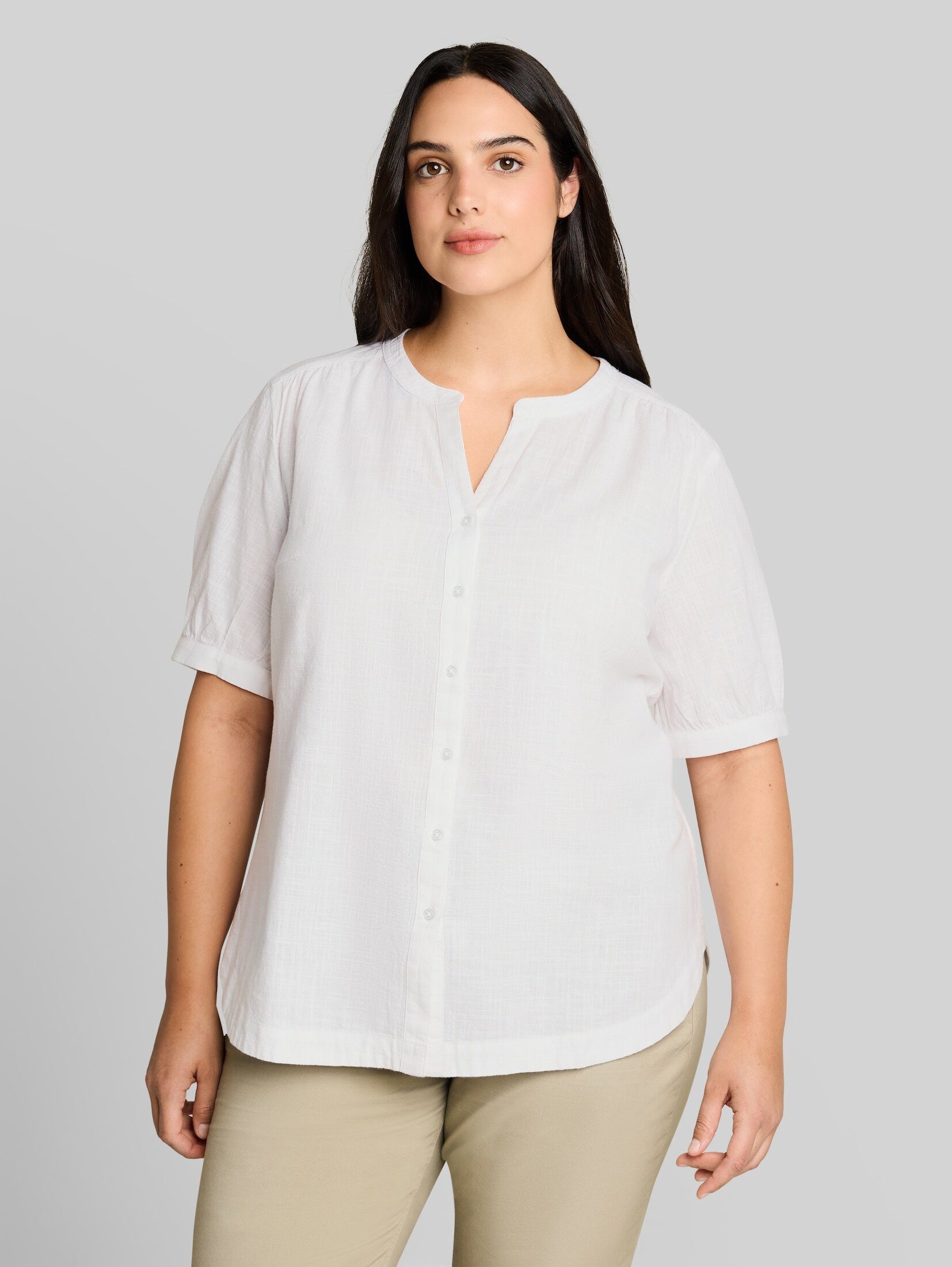 TOM TAILOR PLUS Kurzarmbluse Blusen & Shirts Plus Size - Bluse aus Baumwolle