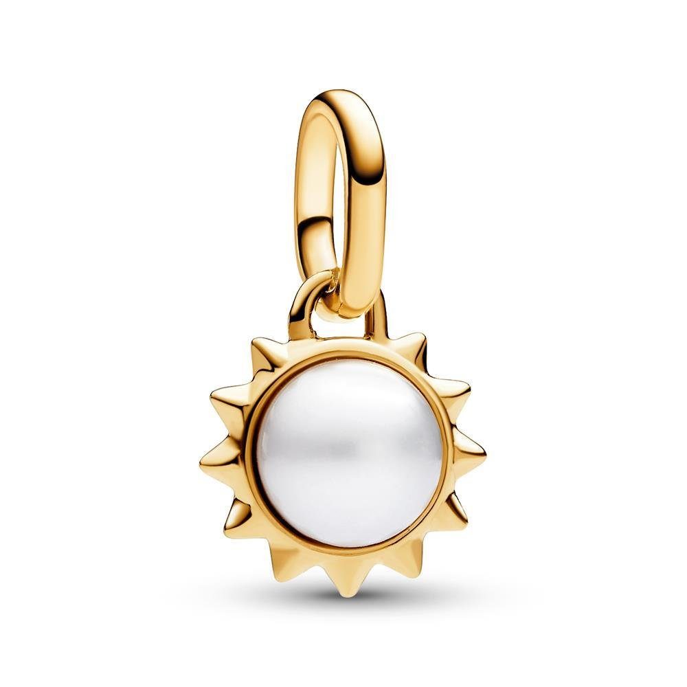 Charm-Einhänger Vergoldeter PANDORA Mini Charm Anhänger Sonne mit Perle