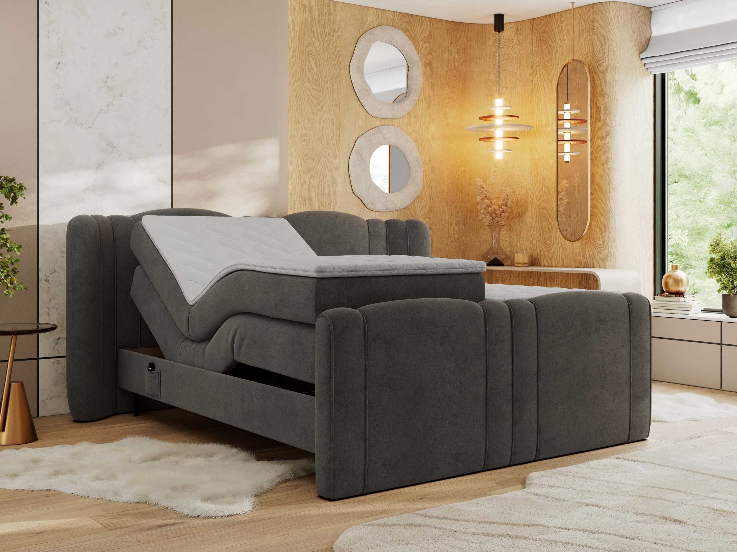 MKS MÖBEL Boxspringbett FORTINA (Multipocket-Matratzen, T30-Schaum, Toppper), Doppelbett mit Elektrisch verstellbare