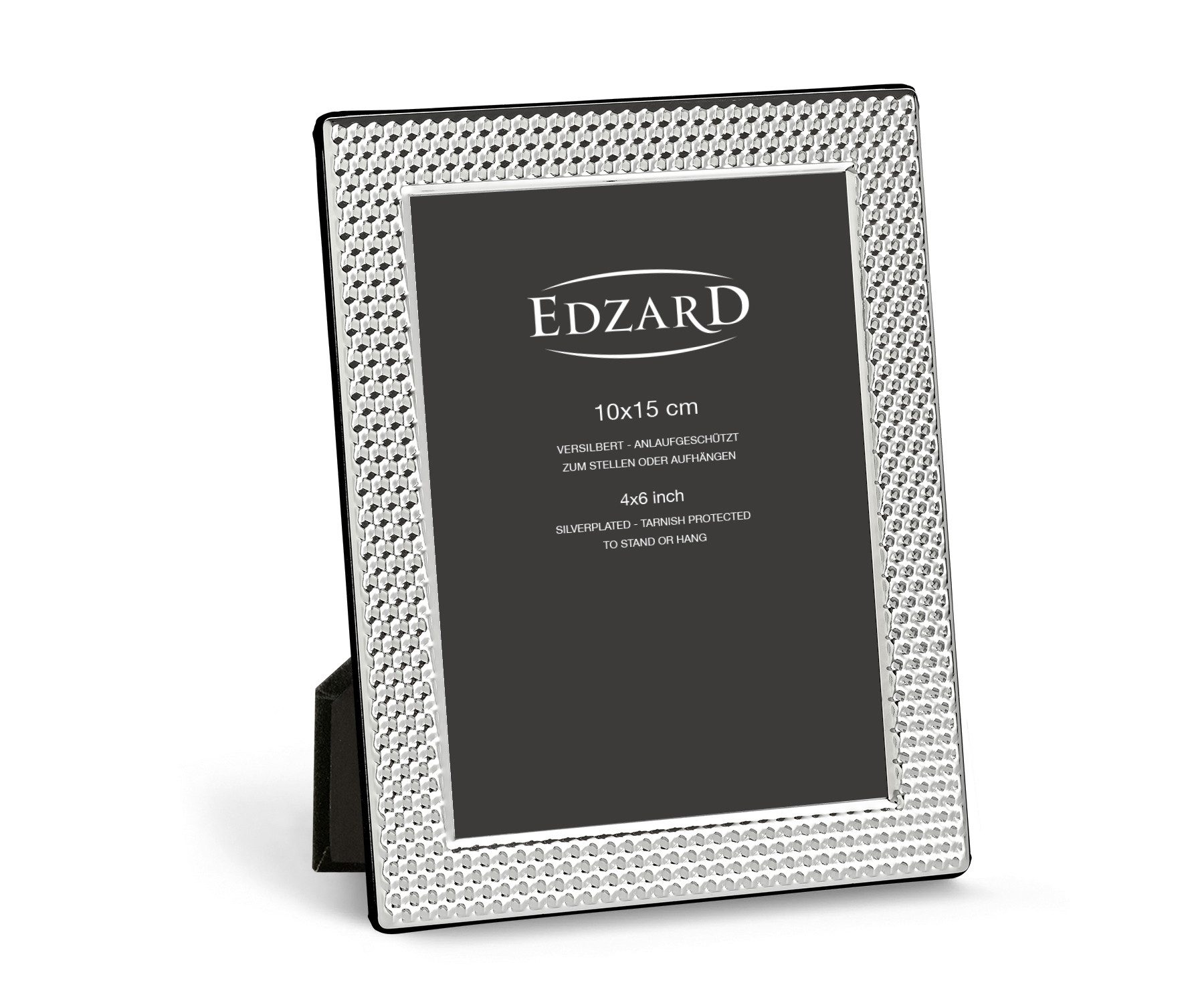 EDZARD Bilderrahmen Barletta, versilbert und anlaufgeschützt, für 10x15 cm Bilder – Fotorahmen