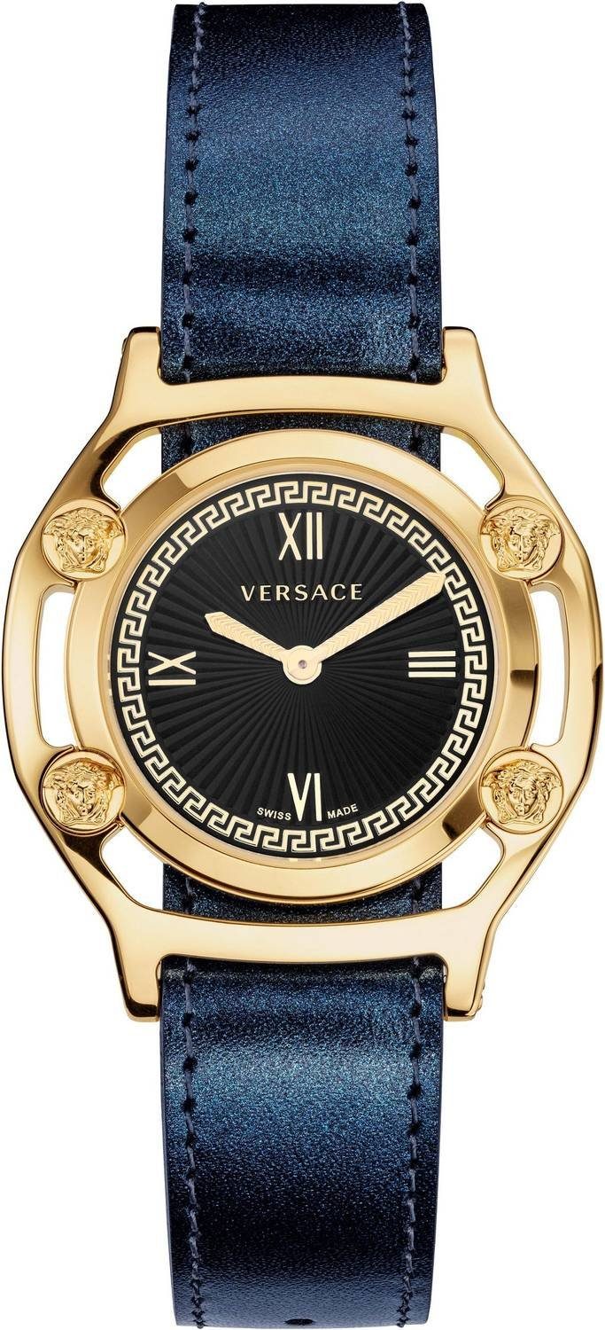über Stift. Frame Damen Uhr 2-tlg. Schweizer Seidentuch, Set Einstellung - VEVF00820 der Lederband Uhr Krone, Keine Medusa Uhr Versace