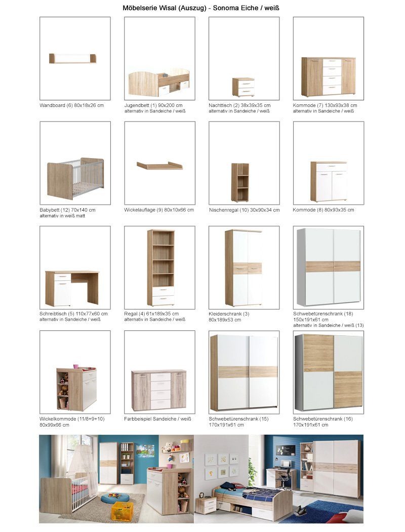 expendio Kleiderschrank »Wisal 16« Sonoma Eiche / weiß ...