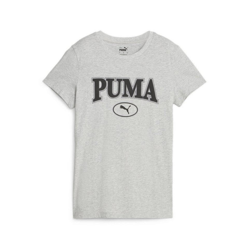 PUMA T-Shirt PUMA SQUAD Graphic T-Shirt Damen, Gummierter Grafik- und  Veloursleder-Print auf der Brust