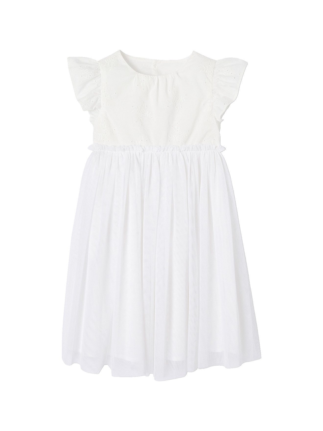 Minikleid Mädchen Festkleid mit Lochstickereien und Tüllrock