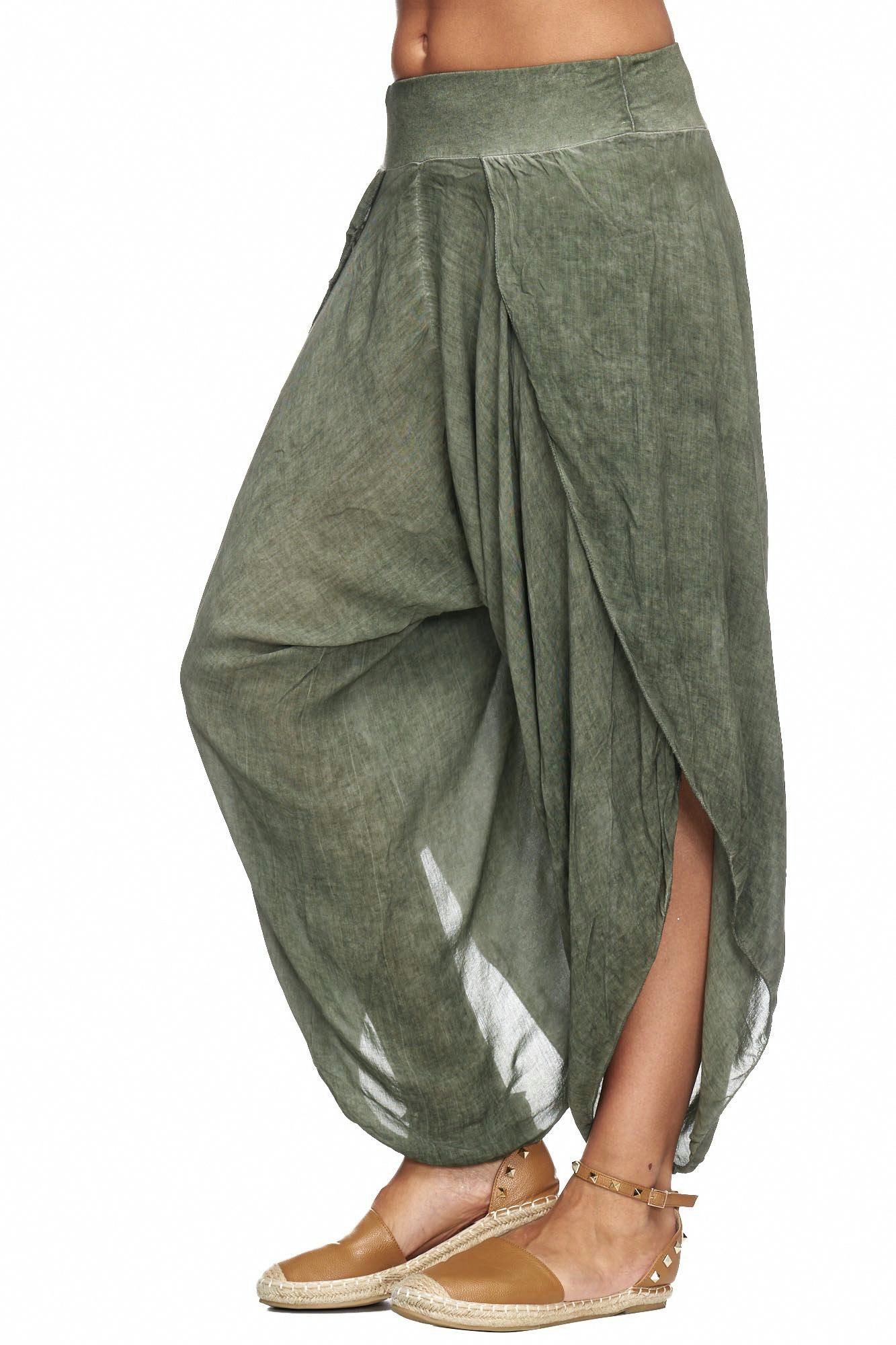 MIRROSI Hosenrock Damen Made in Italy Leicht Bequem Onesize (Gr.36-44) (100% Viskose, bund mit gummizug) Rock für Frühling Sommer Herbst