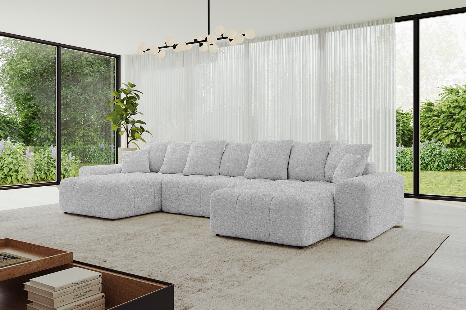 ALTDECOR Wohnlandschaft ENIL-U, Couch mit Schlaffunktion, Wohnzimmer - Ecksofa, Corner Sofa Bett Eckcouch Couch U-Form Schlafcouch Ausziehbar