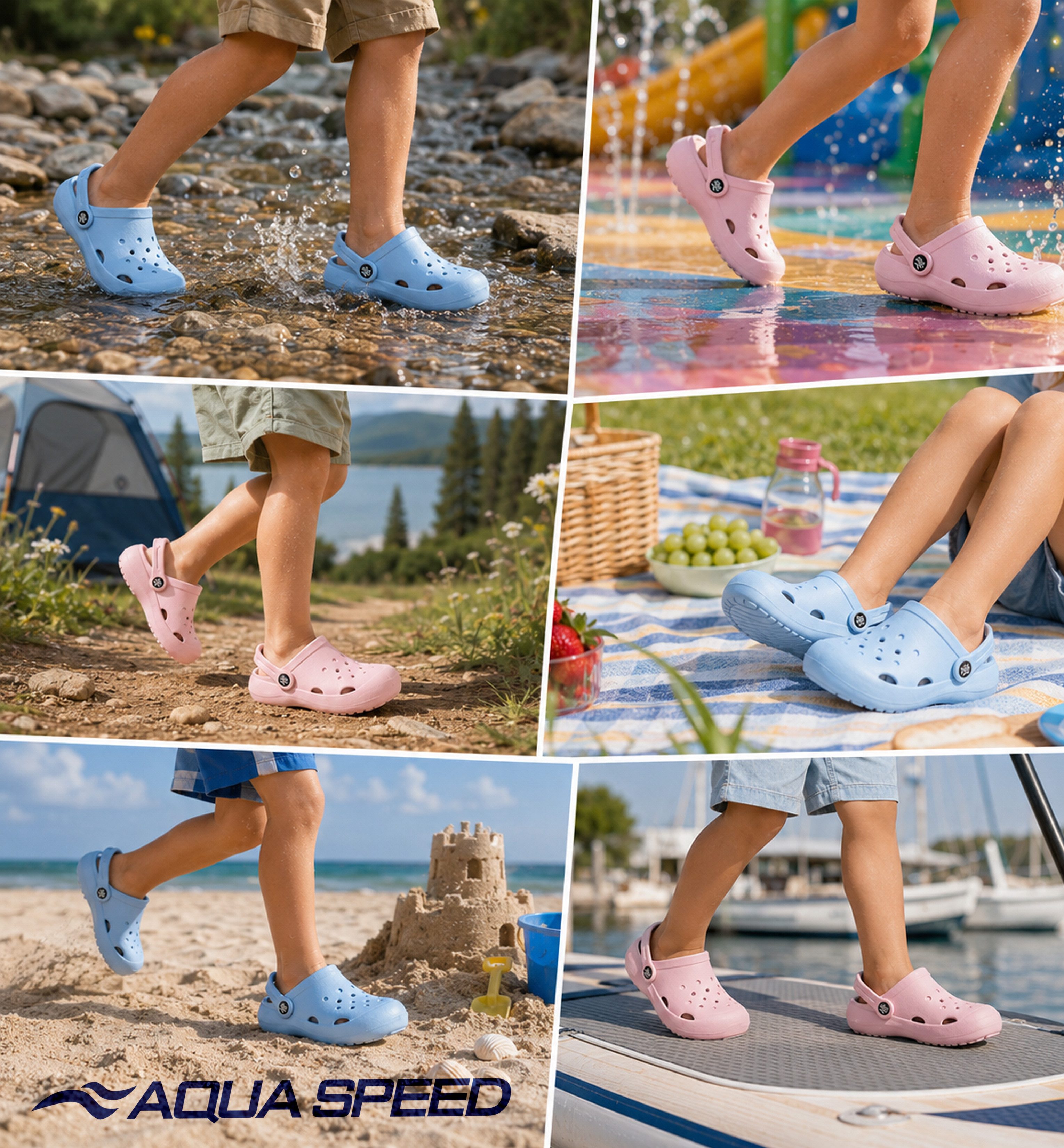 Aqua Speed LUGO Kinder Badelatschen – Für Dusche & Pool mit Handtuch im Set Badepantolette (Praktische Badelatschen für Kinder – geeignet für Schwimmbad & Reise – Bild 5 von 5