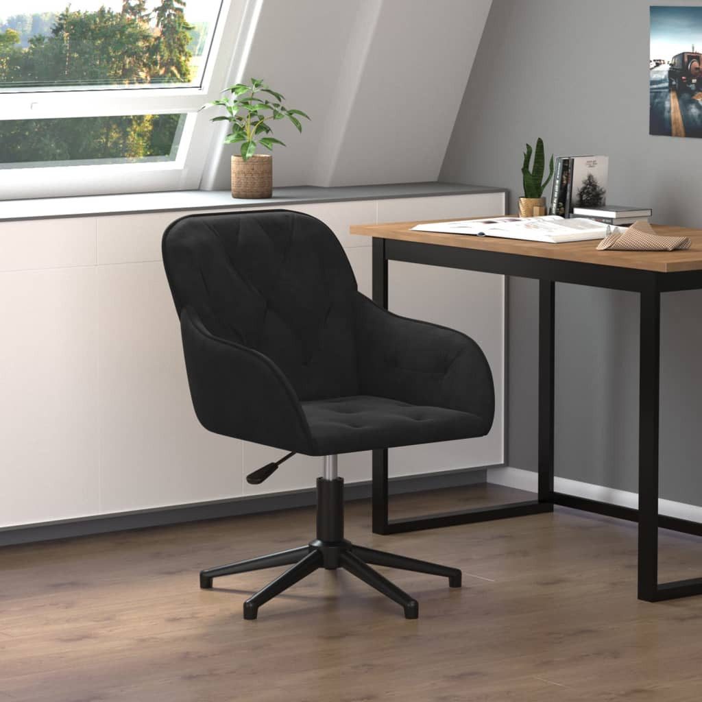 furnicato Bürostuhl Trendiger Schwarz Samt 56x61,5x(72-80) cm (1 St), Drehbarer Schreibtischstuhl mit Gasdruckfeder und Armlehnen