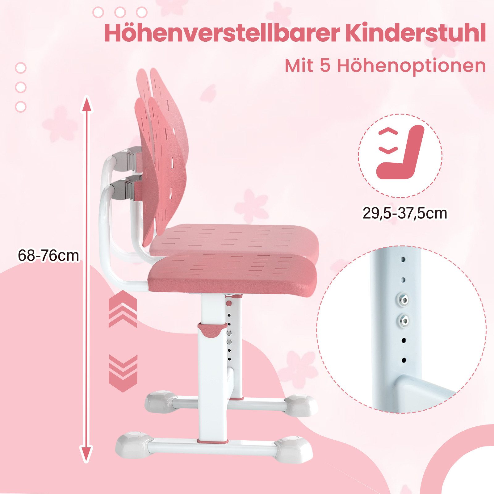 COSTWAY Kinderstuhl, Schreibtischstuhl höhenverstellbarer, ab 3 Jahren