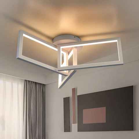 ZMH LED Deckenleuchte Weiß aus Metall Modern Design für Wohnzimmer Esszimmer, LED fest integriert, dimmbar, mit Fernbedienung