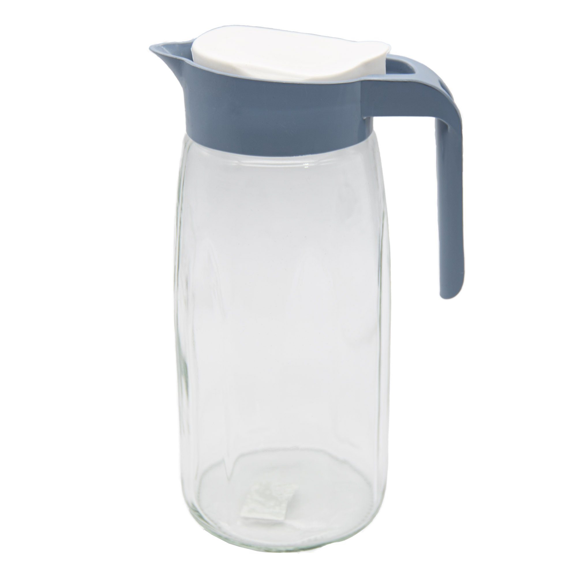 conkor Wasserkrug Glaskaraffe Glas Karaffe Krug 1,45L Wasserkaraffe, Deckel, Glaskrug, Kanne, Saftkrug Blau