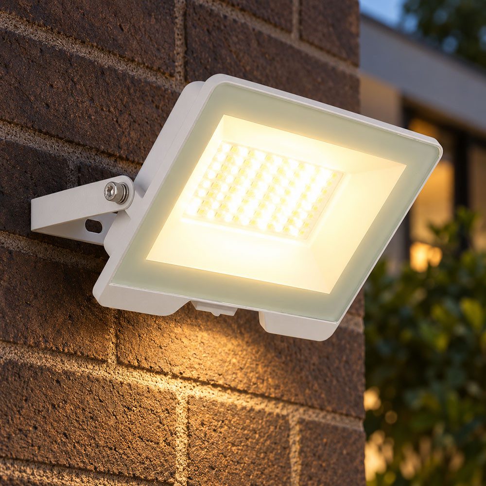 GLOBO LIGHTING Flutlichtstrahler, LED-Leuchtmittel fest verbaut, Tageslichtweiß, LED Außenleuchte IP65 Wandstrahler Hauswandleuchte weiß Wandstrahler