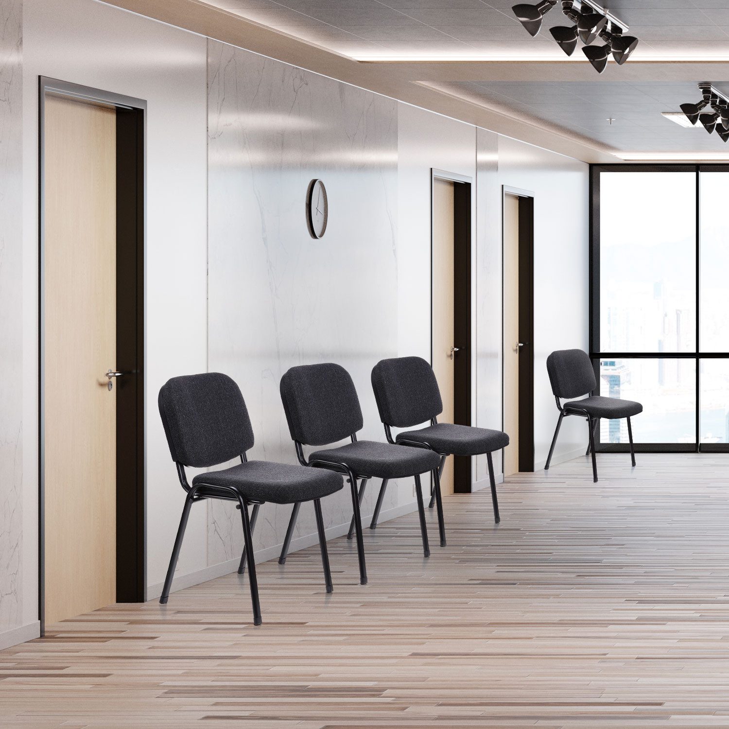 hjh OFFICE 4-Fußstuhl XT 600 SW Stuhl Stoff 1 St., Besucherstuhl gepolstert, bis 4 Stühle stapelbar, Gestell schwarz