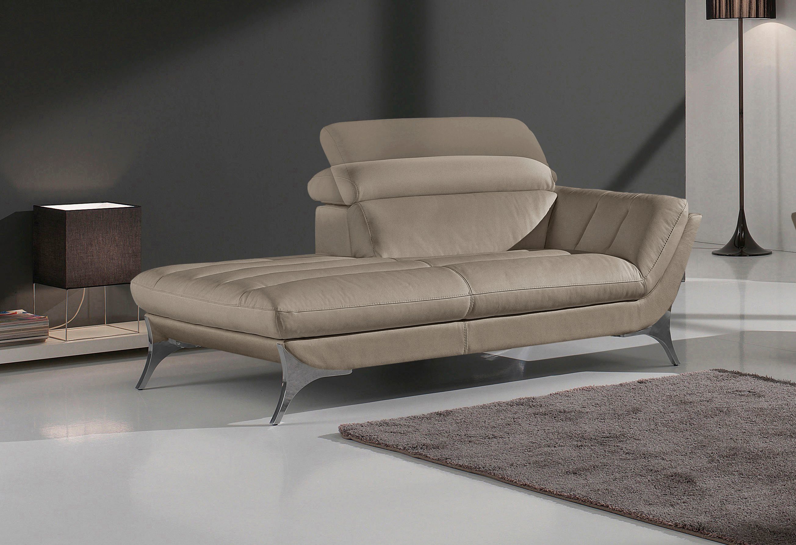 Egoitaliano Recamiere Sueli, extravagantes Design und erstklassiger Sitzkomfort, Solitärmöbel, hochwertiger Lederbezug, inklusive Kopfteilverstellung