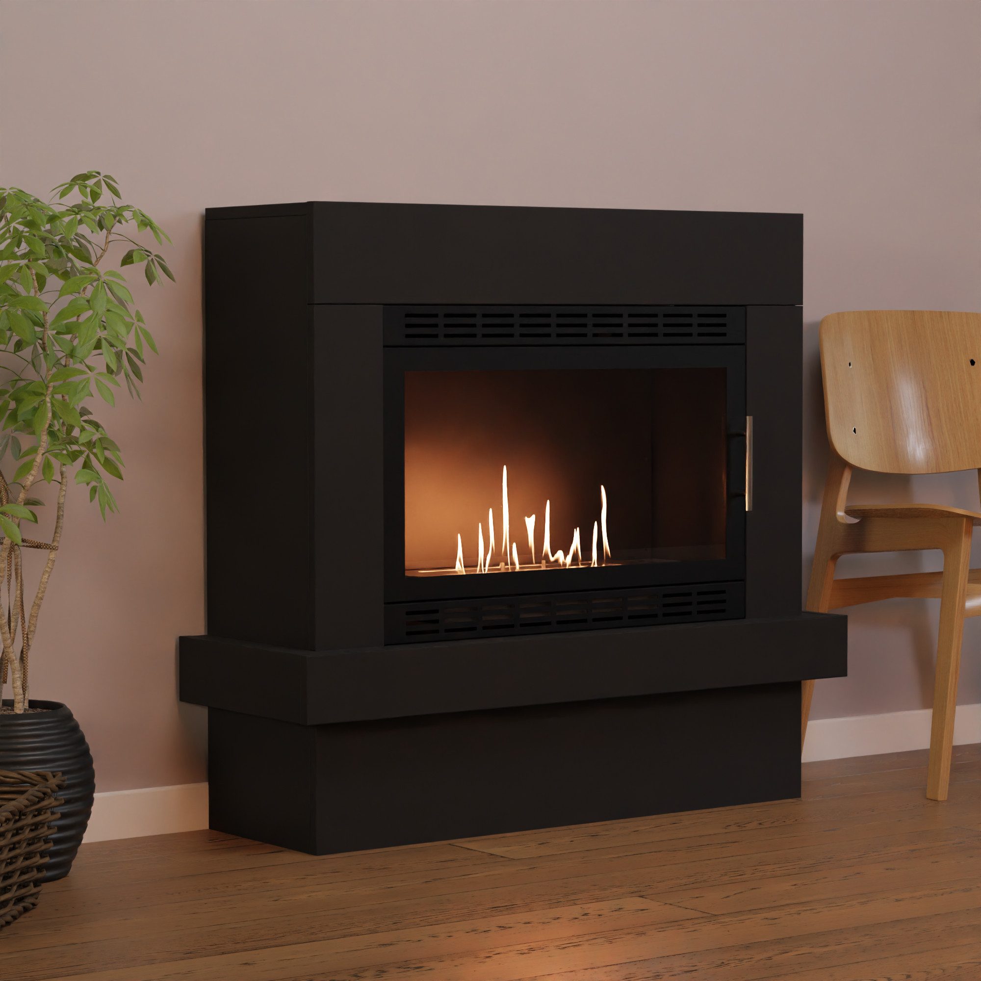GLOW FIRE Echtfeuer-Dekokamin Larvik XL Vision Ethanol Kamin, Bioethanol Kamin mit 3h Brenndauer, Heizleistung bis 2KW