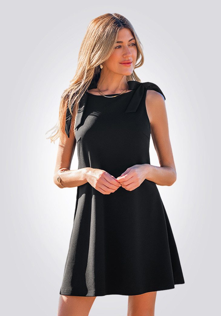 Cupshe Strandkleid Schwarzes A-Linien Minikleid mit Schulterdetail