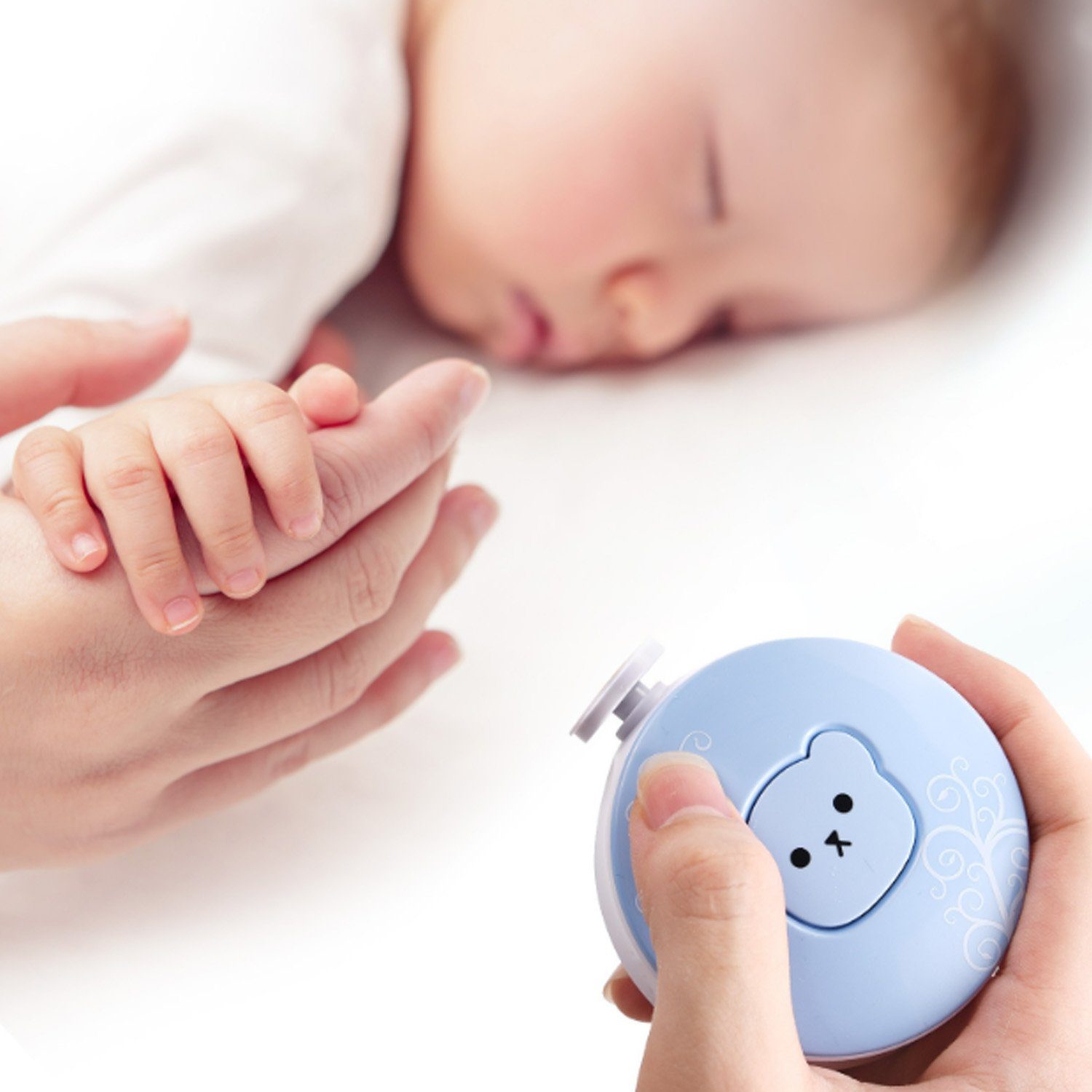 6 Elektrische Schleifköpfen Mit Baby Baby-Fußnagelknipser Nagelfeile, Baby Maniküre-Pediküre-Set, Ja Nagelfeile, Baby Blau