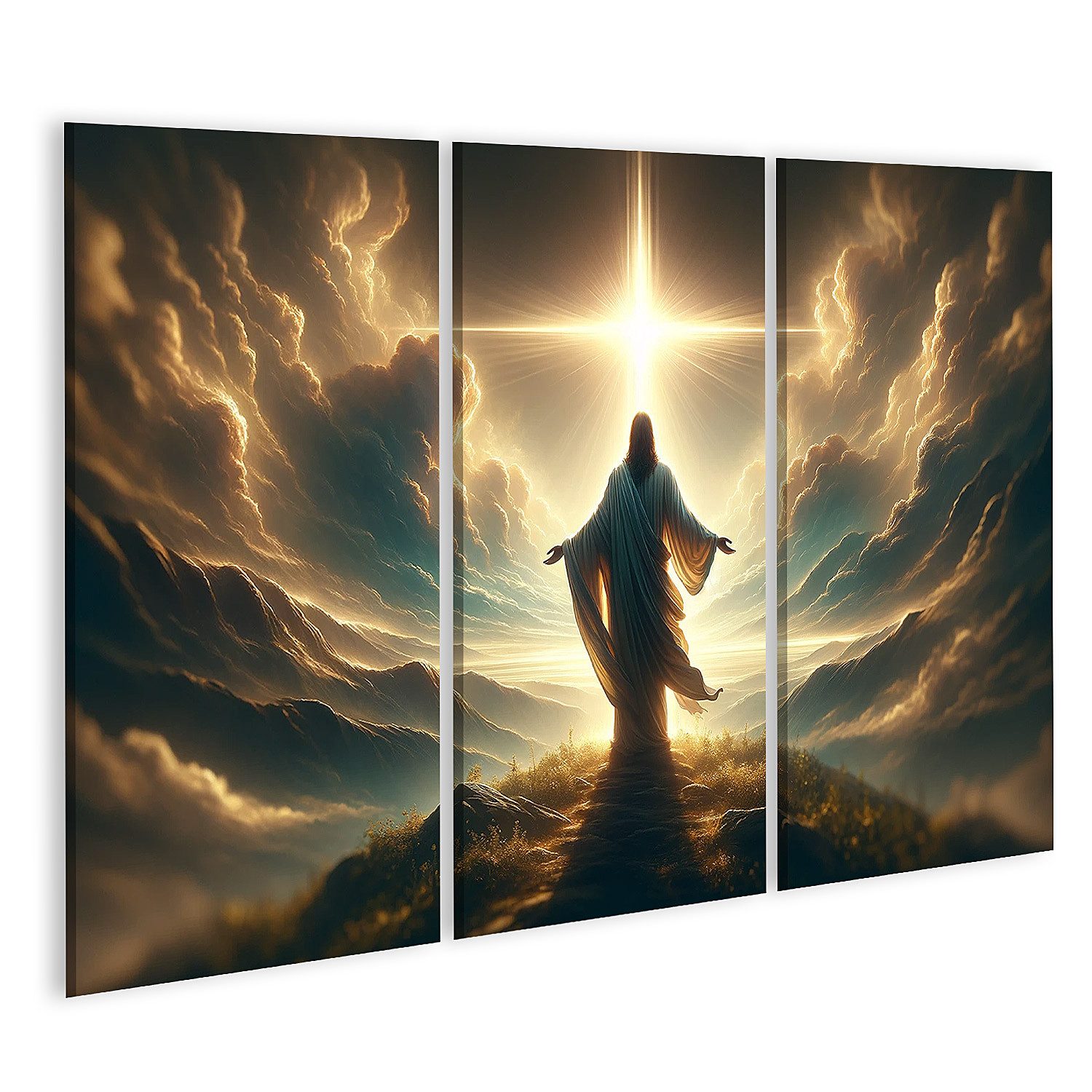 islandburner Leinwandbild Jesus im Sonnenlicht auf Hügel Erlöser günstig online kaufen