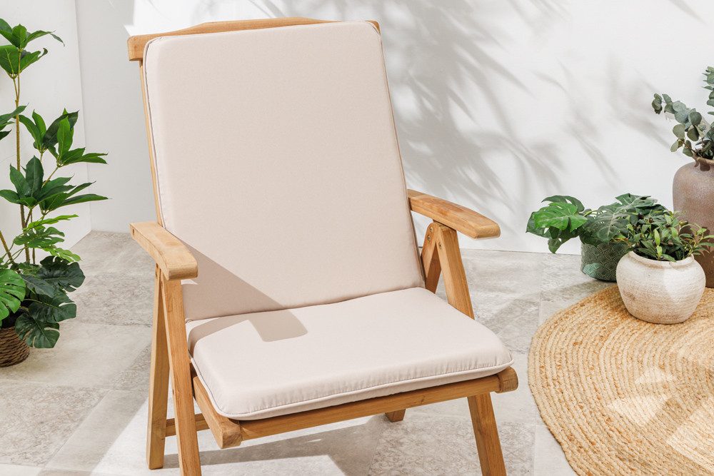 riess-ambiente Sitzauflage COMFORT LINE 50x100cm beige - rechteckig, Sitzkissen, Polsterauflage, (Einzelartikel, 1 St), wetterfestes Outdoor-Auflagekissen – ideal für Gartenstühle mit Lehne
