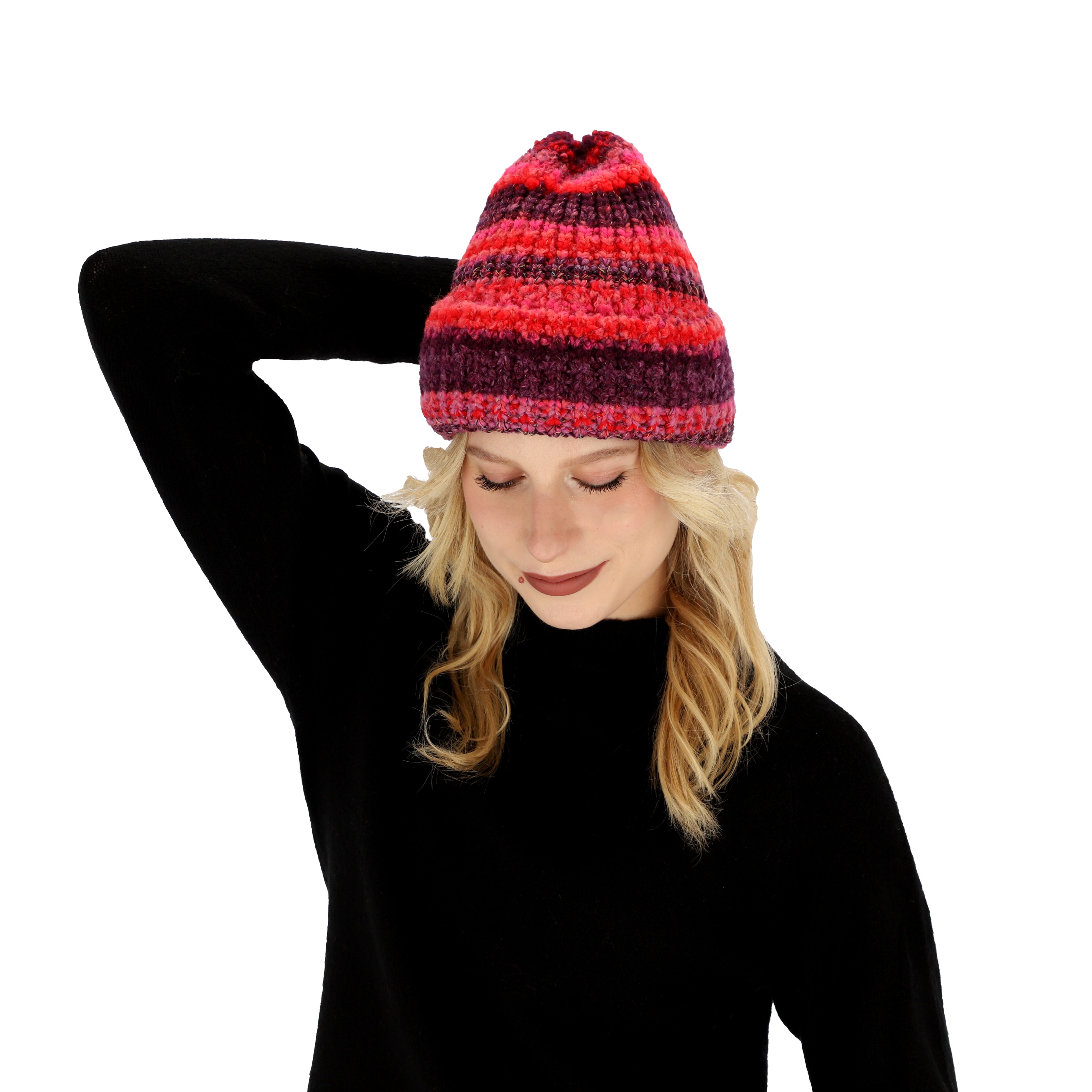 Strickmütze Chenille mit Rippe