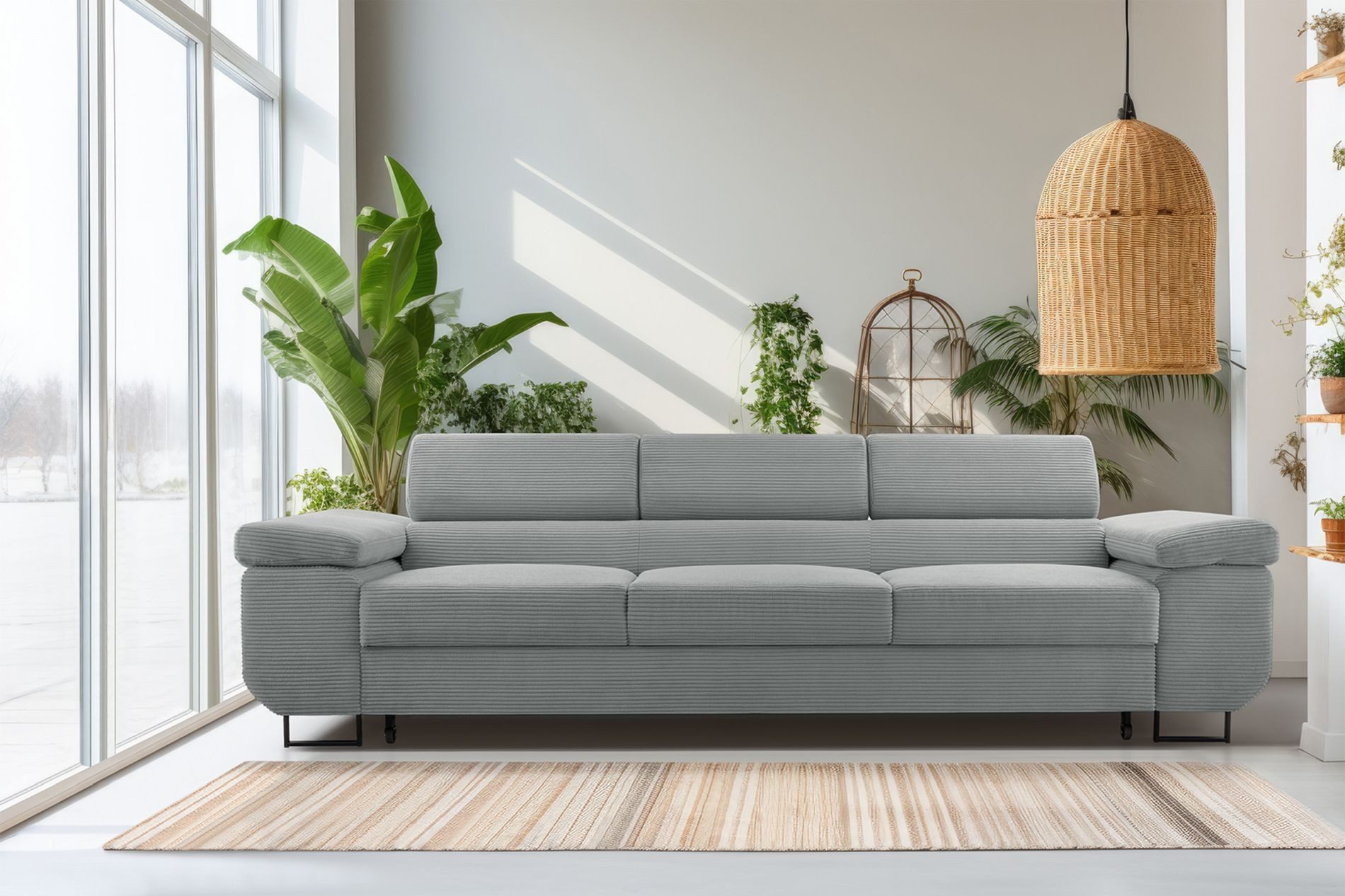 Selsey Schlafsofa, 3-Sitzer Schlafsofa mit regulierbaren Kopfstützen und Bettkasten, Cord