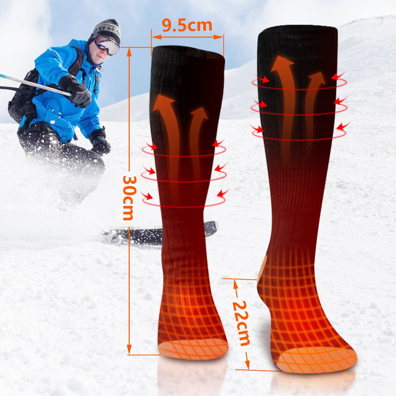 Gimisgu Einlegesohlen Beheizbare Socken Sportsocken Heizsocke Beheizter 4200mAh Camping Feet