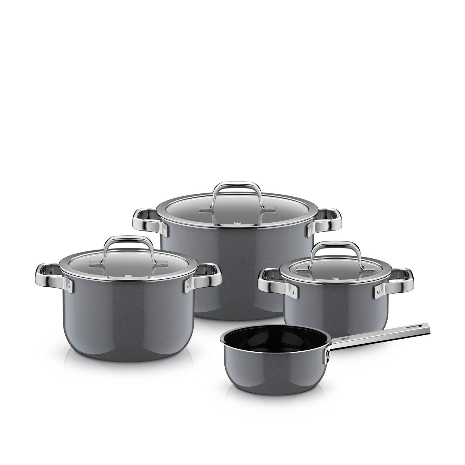 WMF Topf-Set Fusiontec Mineral Pro, Topf-Set, 4-teilig, Platinum, Fusiontec (kratzfestes Material, 4-tlg., für alle Herdarten geeignet), Made in Germany