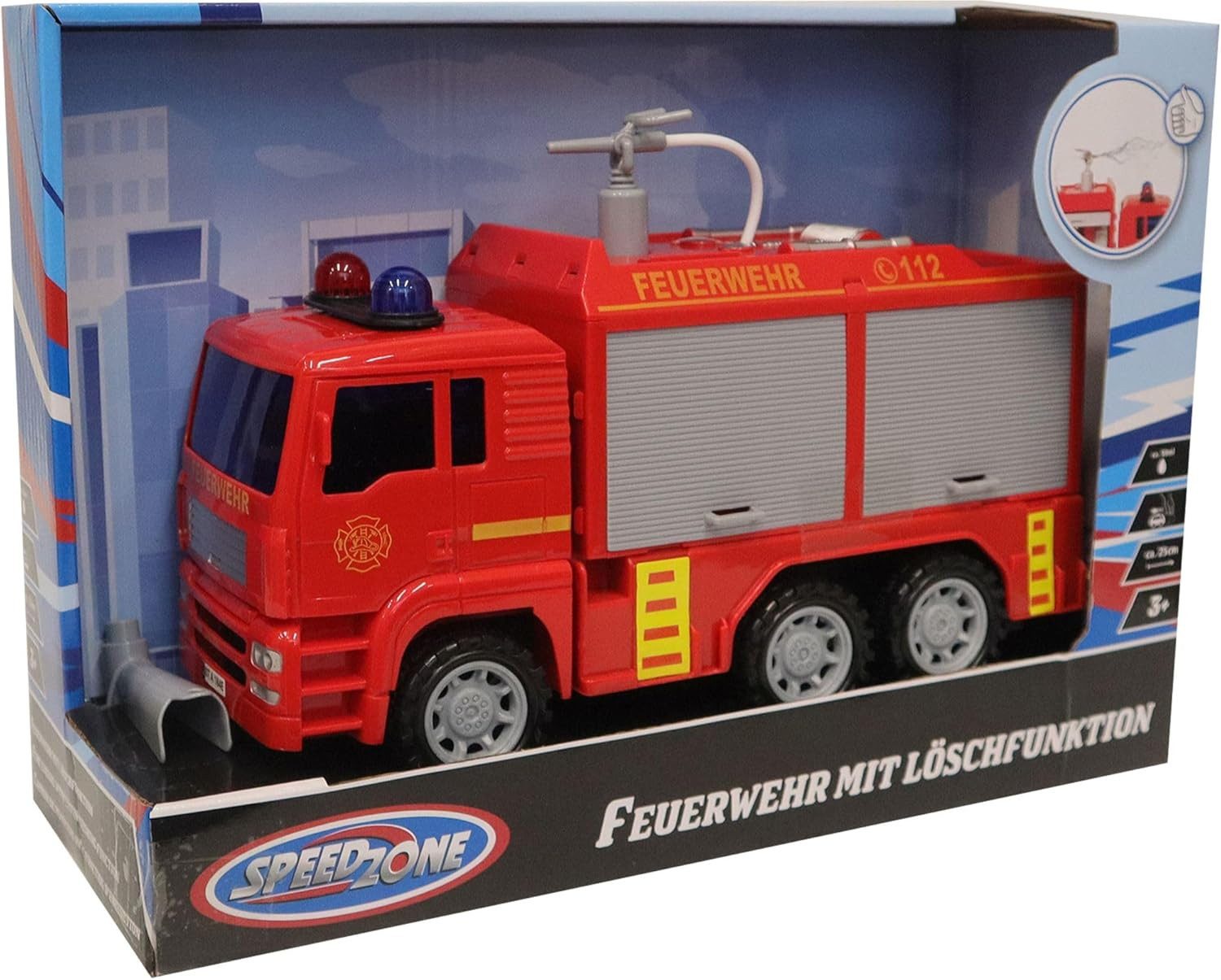 Vedes Spielzeug-Auto Speedzone Feuerwehr mit Löschfunktion & Friktion
