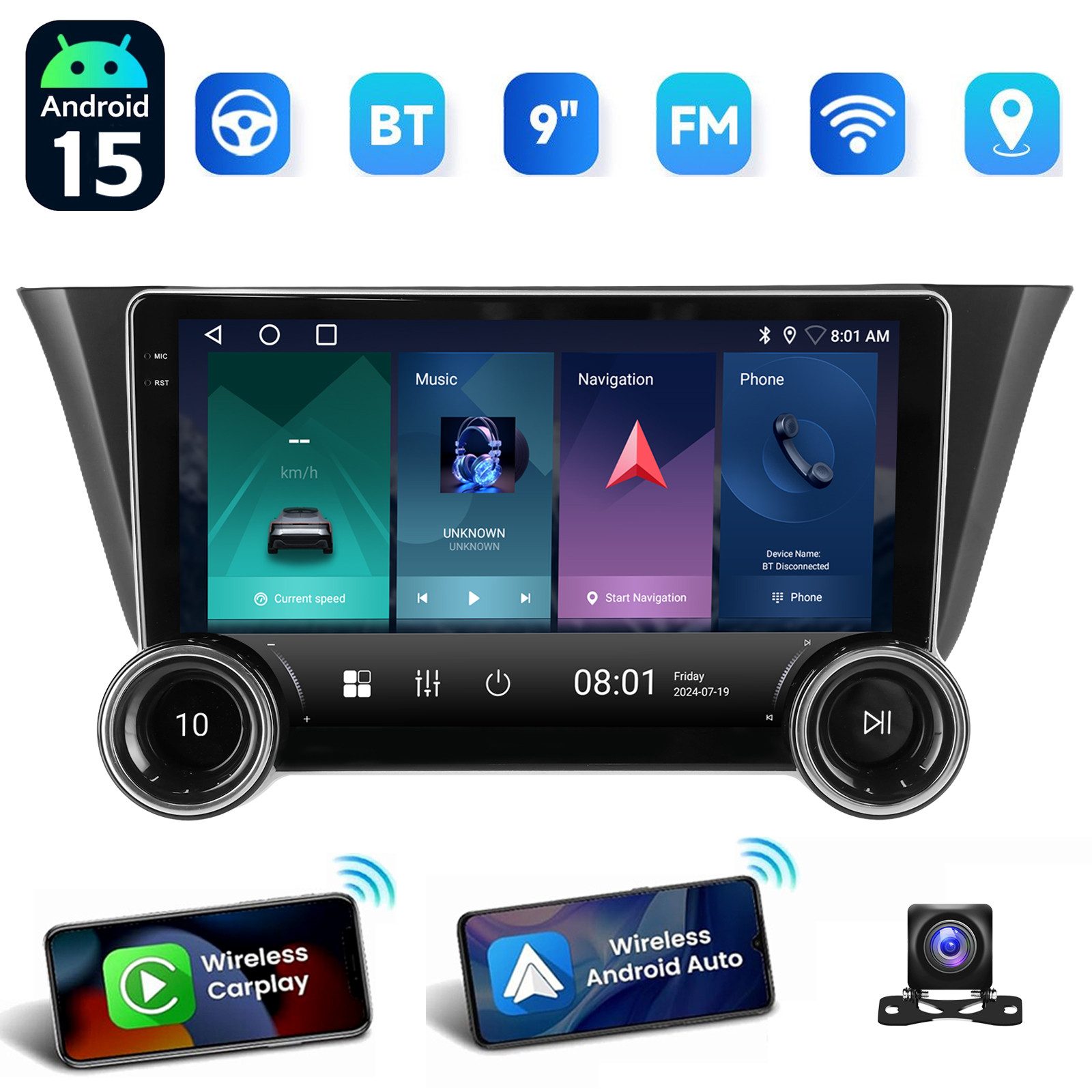 ESSGOO 10" Autoradio Für Iveco Daily 2014-2021 Android 15 Carplay GPS NAVI FM Autoradio (RDS, 4+64GB(optional), DAB (optional), FM, AM, DAB+ (optional), Apple Carplay Android Auto GPS Navi WIFI BT EQ)