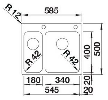 Blanco Edelstahlspüle SOLIS 340/180-IF/A, eckig, 50/59 cm, (1 St), zum wechselseitigen Einbau geeignet