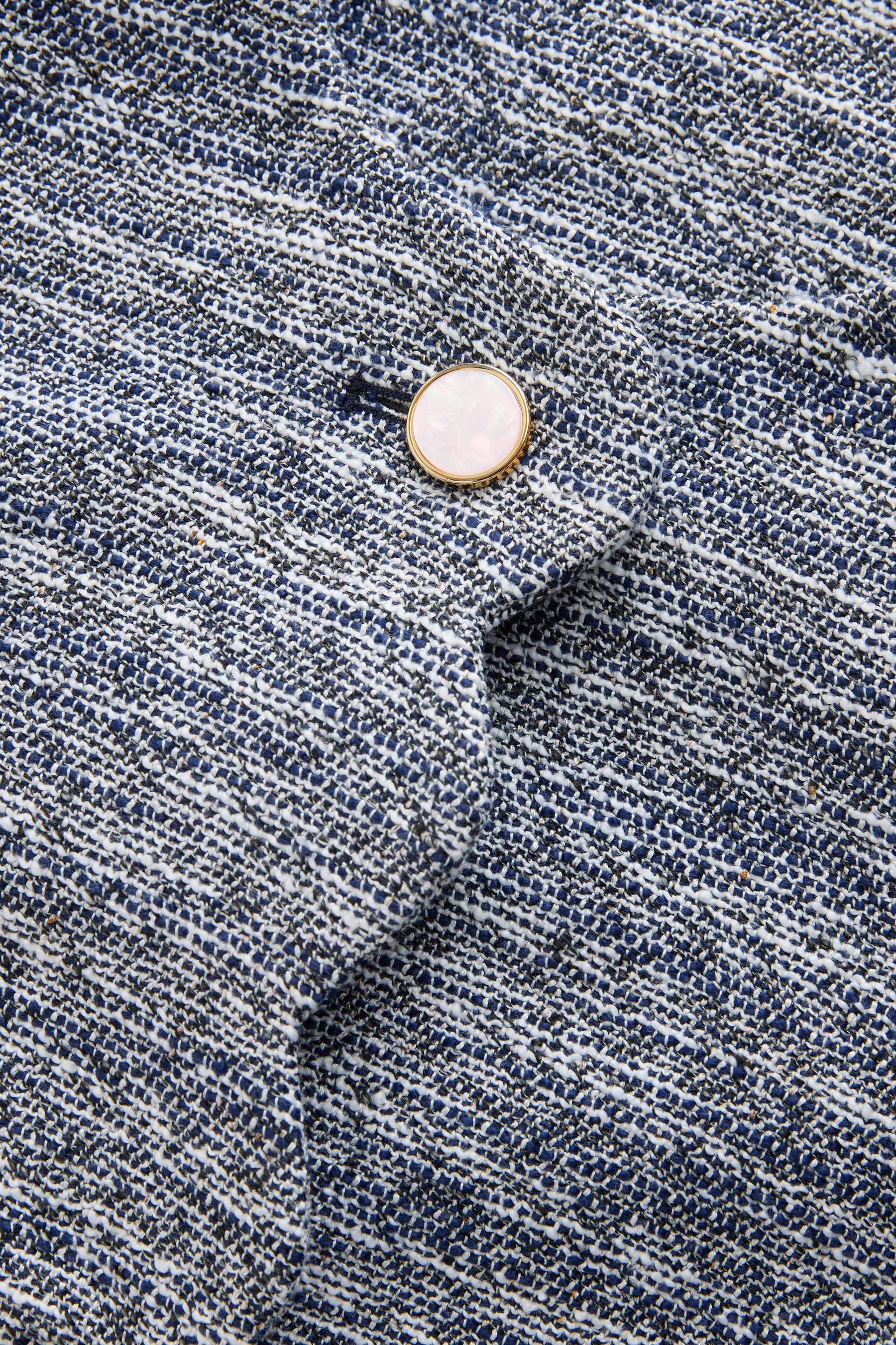 Next Jackenblazer Kragenlose Bouclé-Jacke mit Bogenkante (1-tlg)