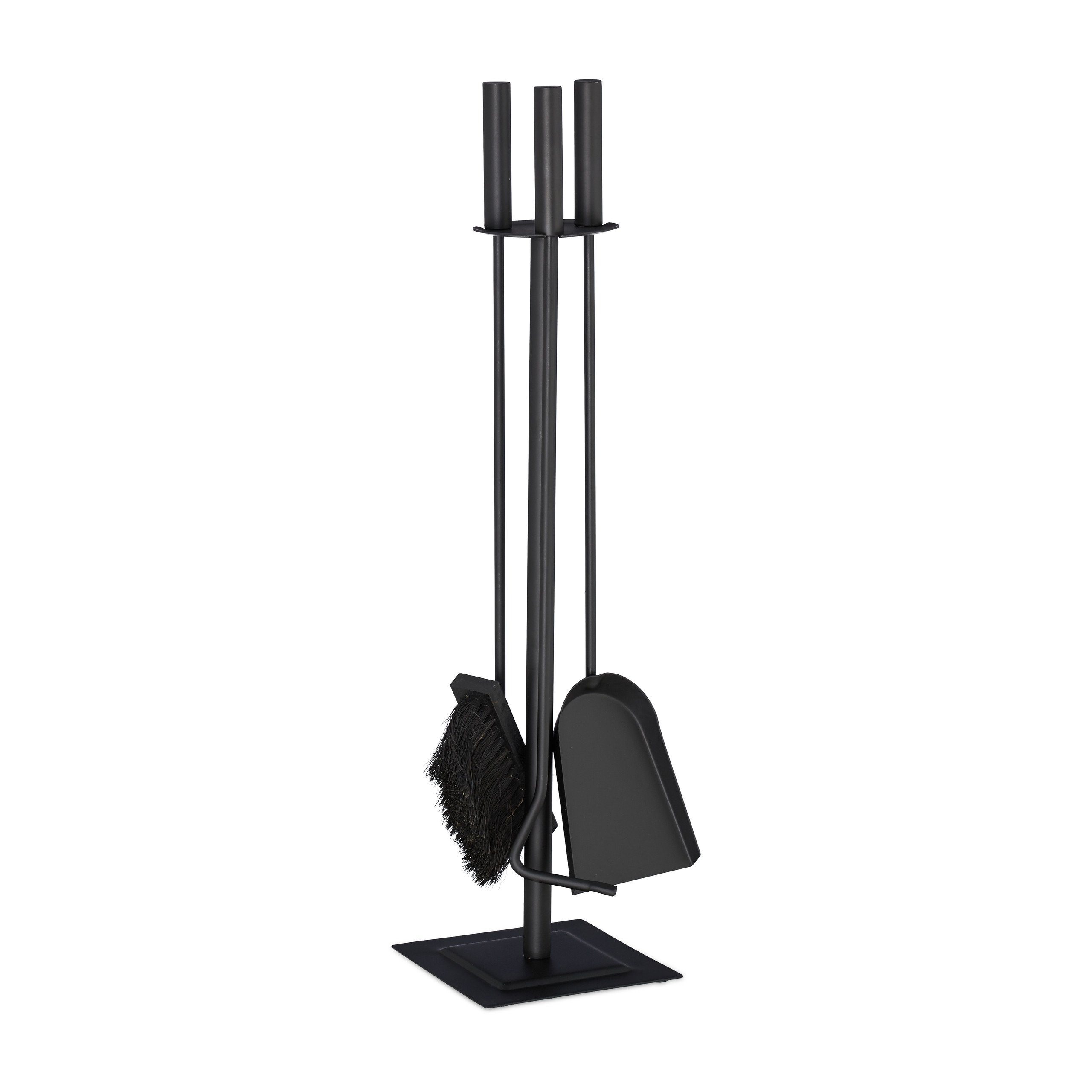 relaxdays Kamingarnitur Kaminbesteck 4-teilig schwarz günstig online kaufen