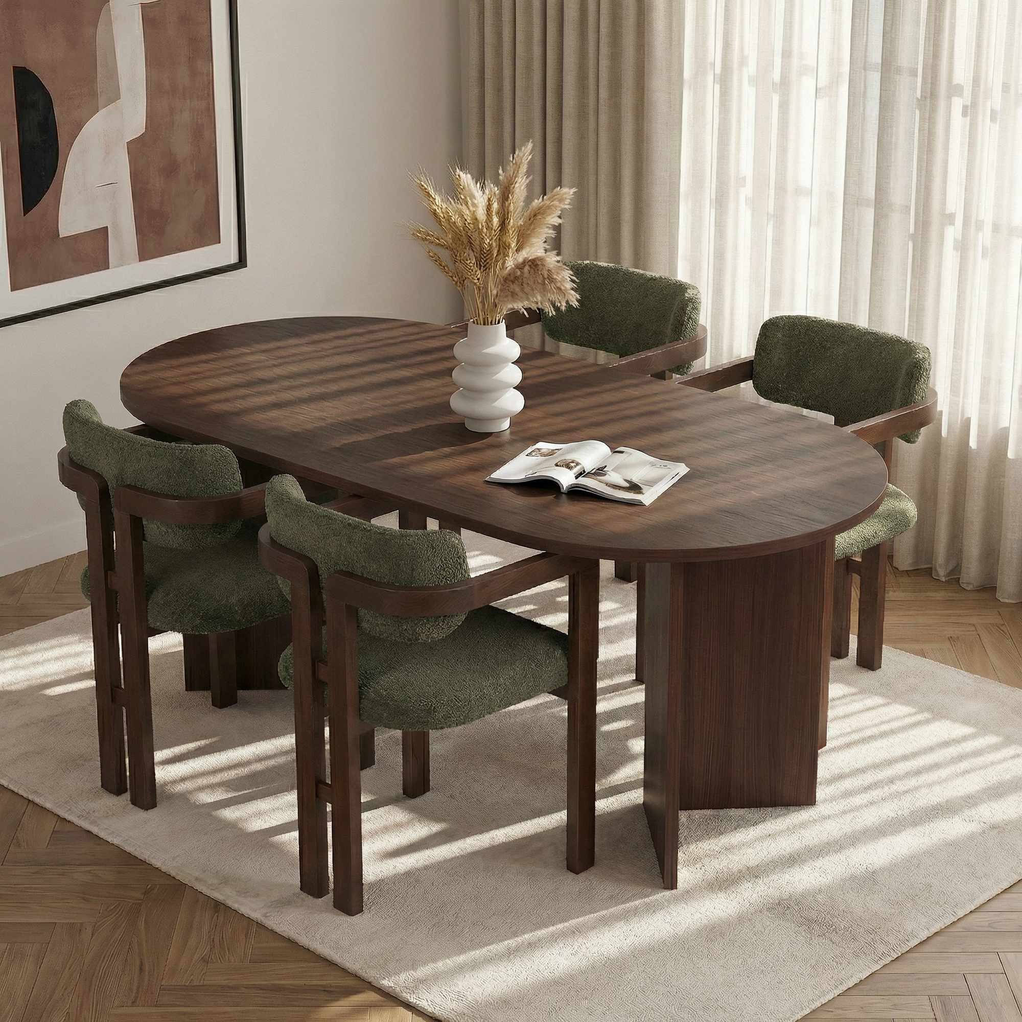 Skye Decor Essgruppe Sablin 4 Boho Set, (Set, 5-tlg., 1 Tish,4 Stühle), bestenend aus 4 Stühl und 1 Tish Modern Esszimmer Set