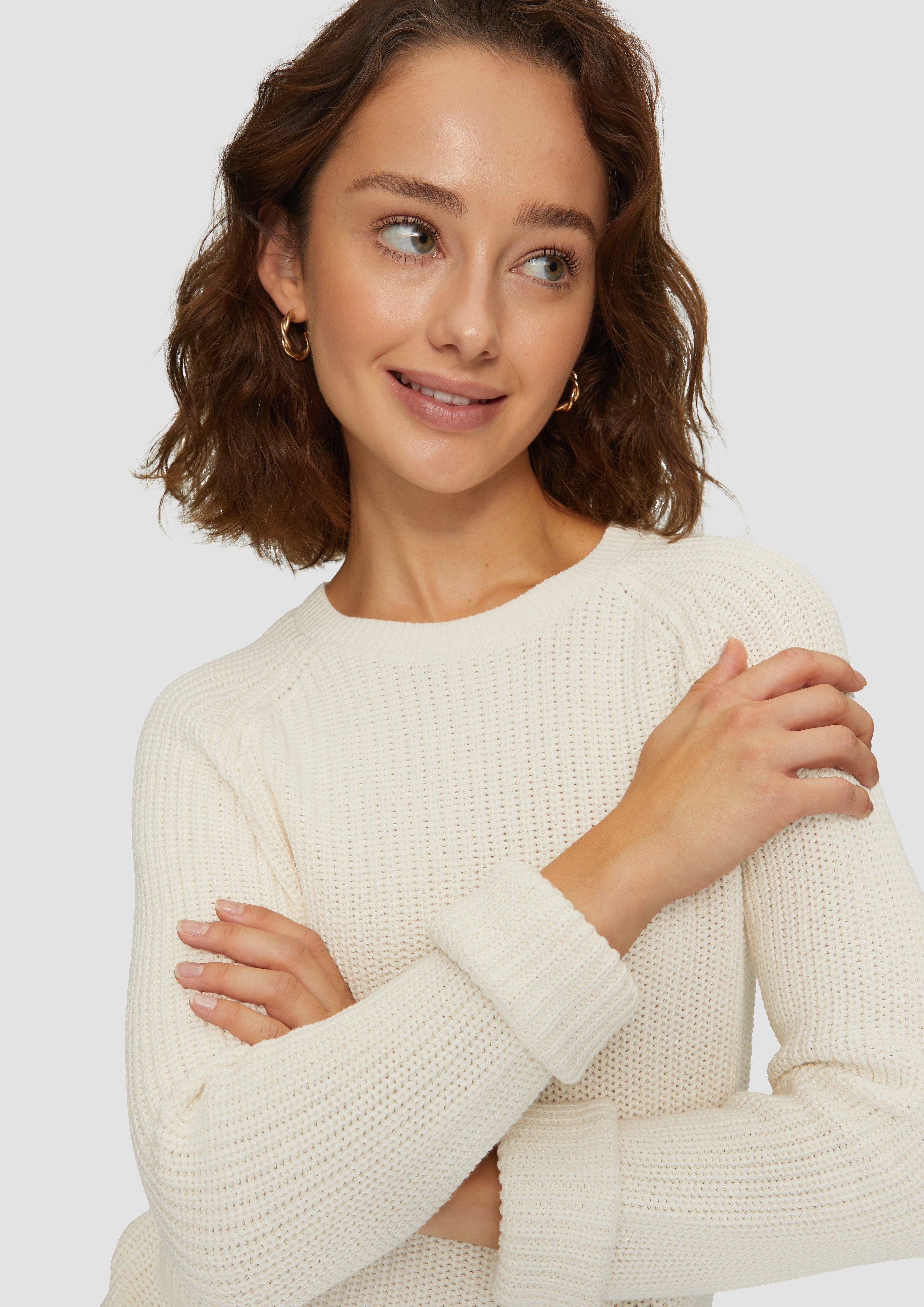 QS Strickpullover Melierter Strickpullover mit Raglanärmeln günstig online kaufen
