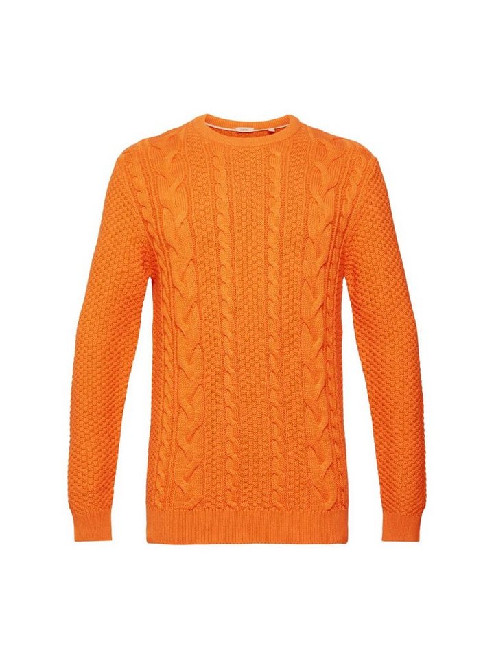 Esprit Rundhalspullover Pullover mit Zopf-Muster, Strickqualität aus  nachhaltigem Baumwollmix
