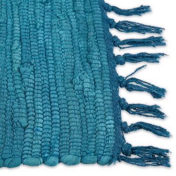 Teppich Blauer Flickenteppich aus Baumwolle, relaxdays, Höhe: 10 mm, 120x180cm