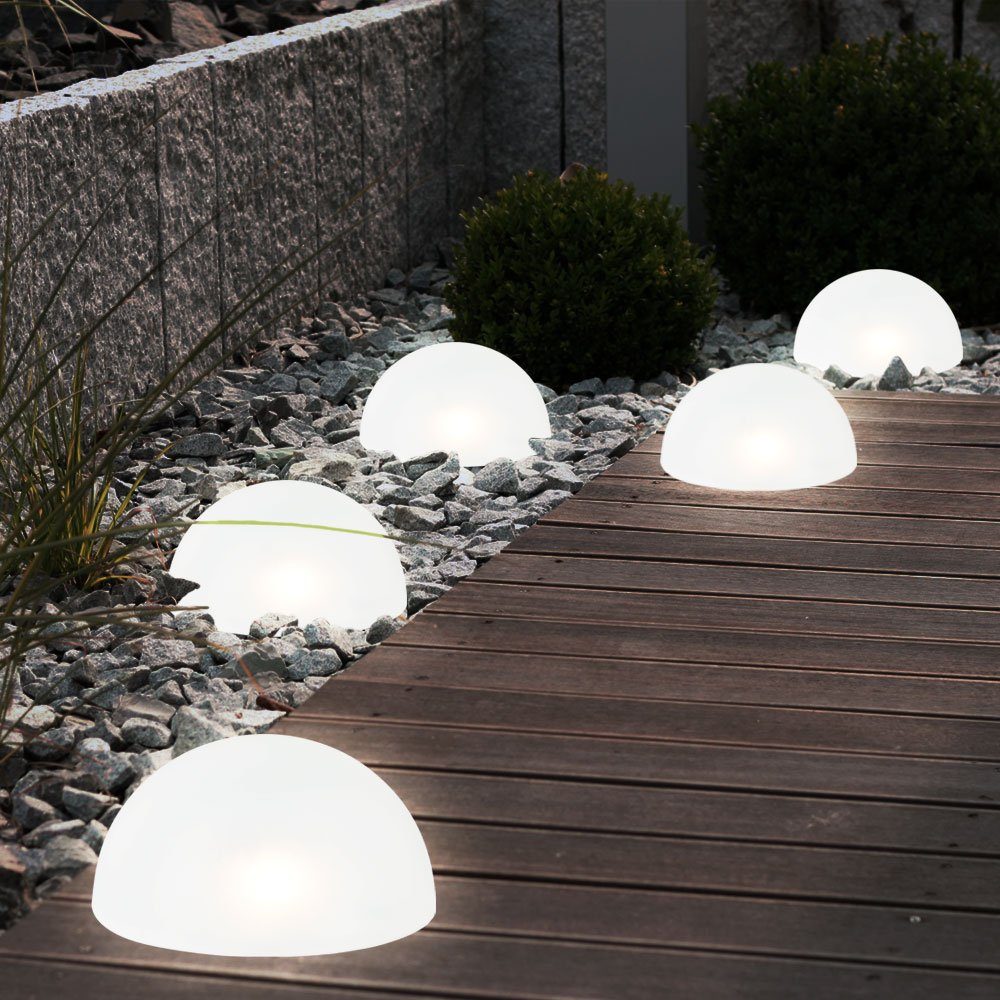 LED-Leuchtmittel etc-shop Garten LED Solar Farbwechsel, Solarleuchte, Halb Steck Lampen LED Beleuchtung verbaut, Deko Weg Kugel 5x RGB fest