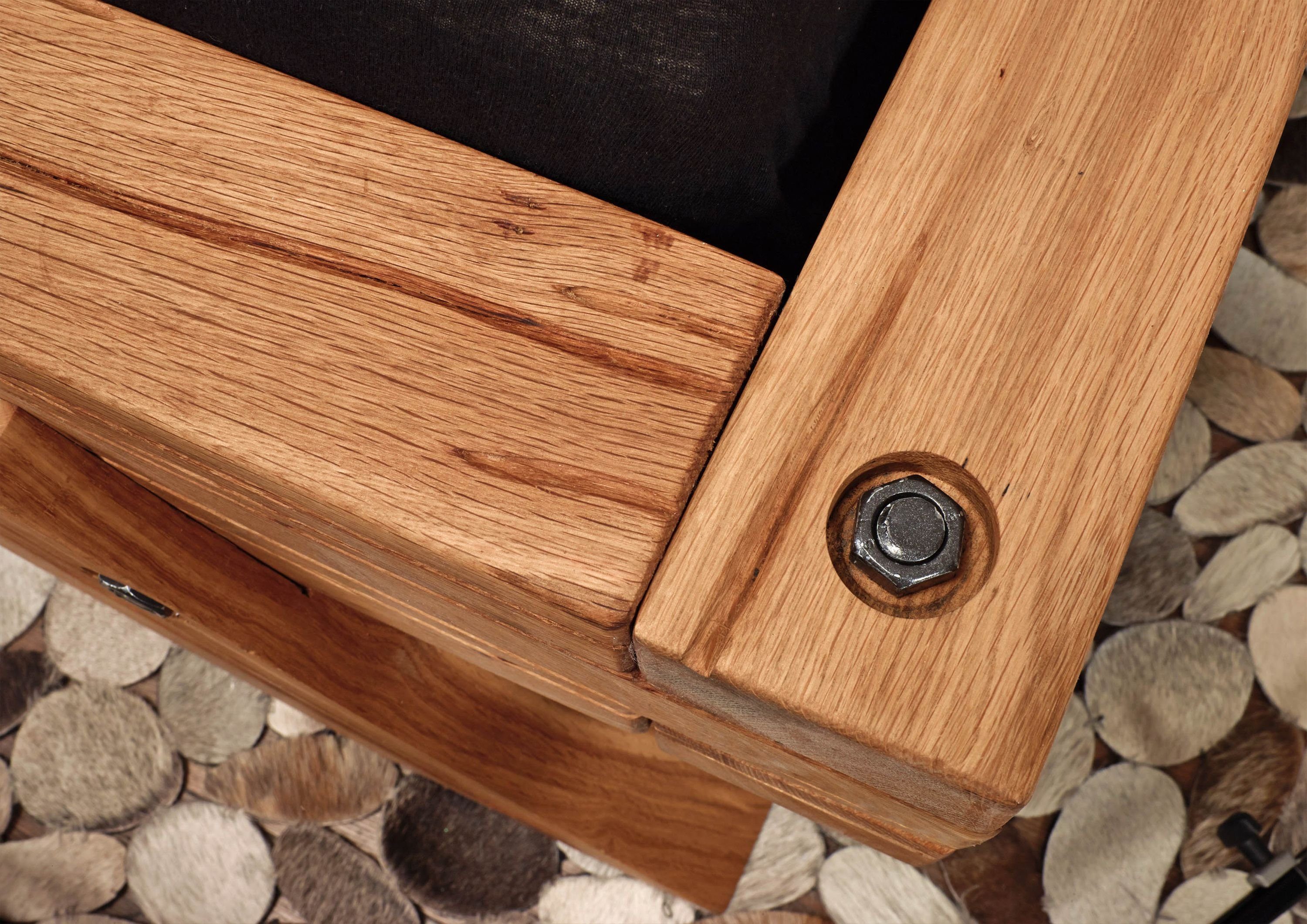 Massivmoebel24 Massivholzbett BALKENMÖBEL (Balkenbett 180x200 Wildeiche natur geölt BERGEN #180), Balkenbett 180x200 Wildeiche natur geölt BERGEN #180