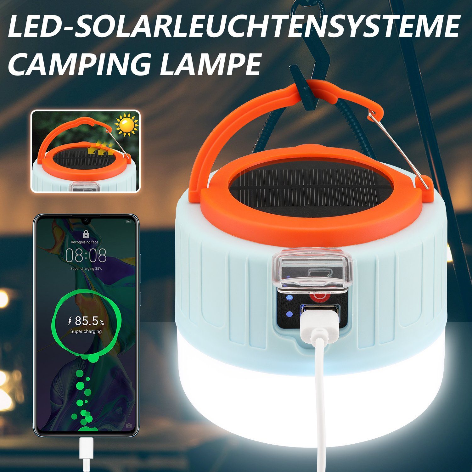 Tragbar LED Campinglampe Solarleuchte wiederaufladbare iscooter LED Laterne