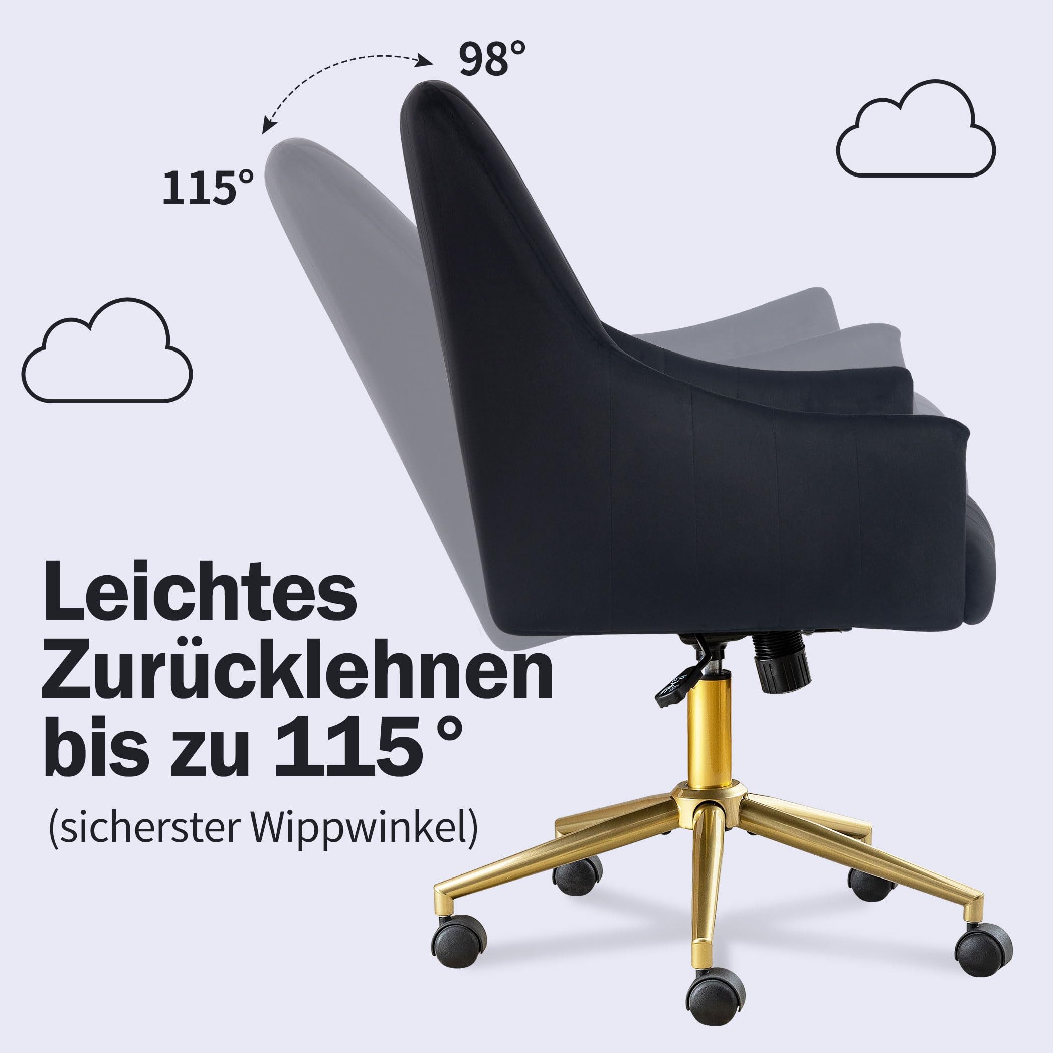 SeedWave Bürostuhl Plissierter Samtstuhl mit Rollen, günstig online kaufen