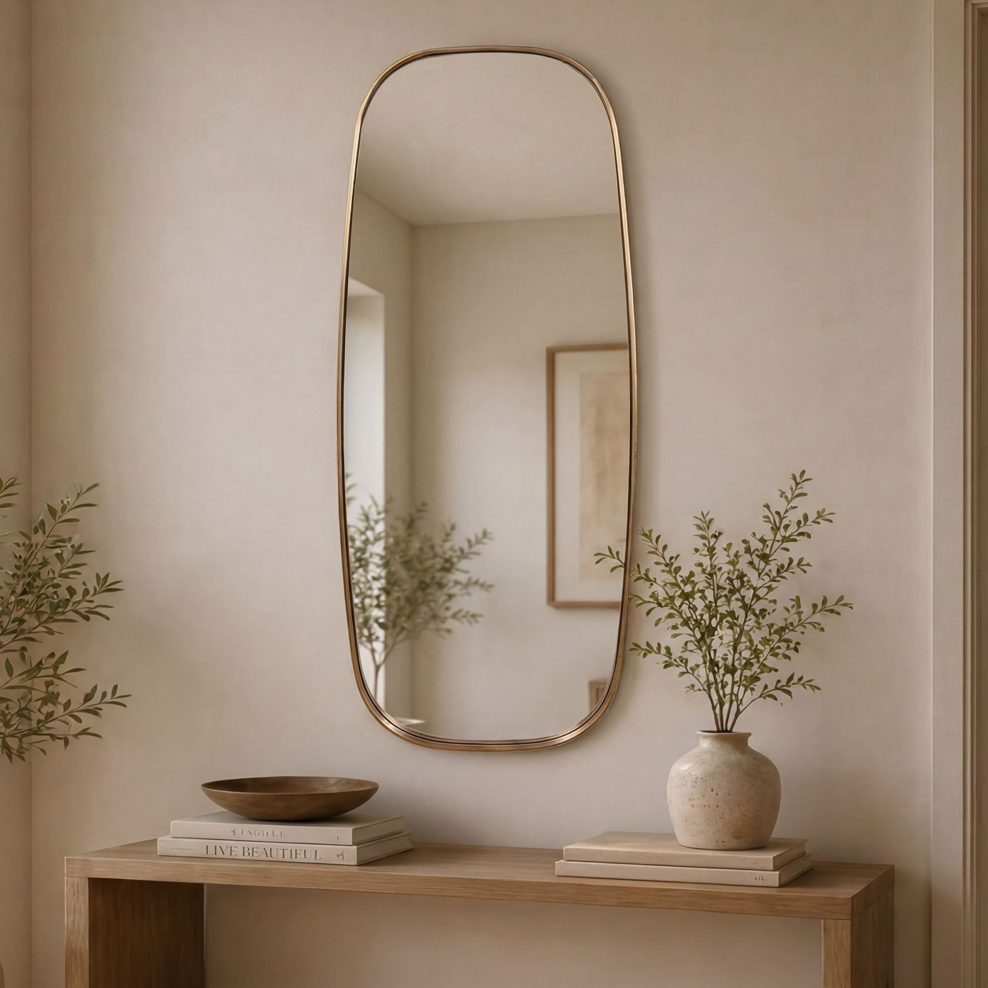 FINEBUY Spiegel Flurspiegel 122cm Spiegel Metall Rahmen modern Hängespiegel FB117117 (Eleganter Hängespiegel mit feinem Goldrahmen), Flexibel horizontal oder vertikal montierbar